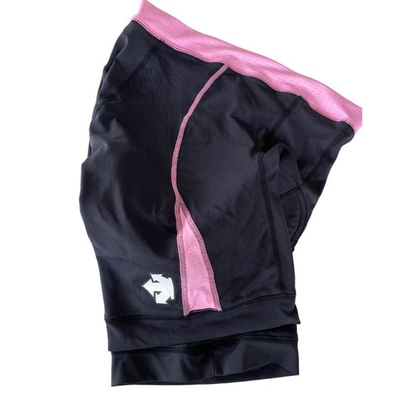 Descente Cycling Shorts Women's L Black/Pink Logo Thick Chamois Racing Riding - Picture 2 of 7